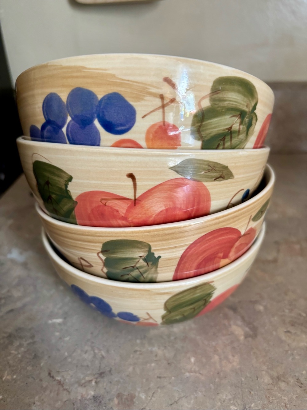 Hand-Painted Fruit Ceramic Bowls